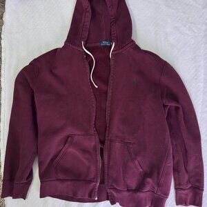 Polo Ralph Lauren Zip-Up Hoodie – Burgundy w/Green Horse (Rare)